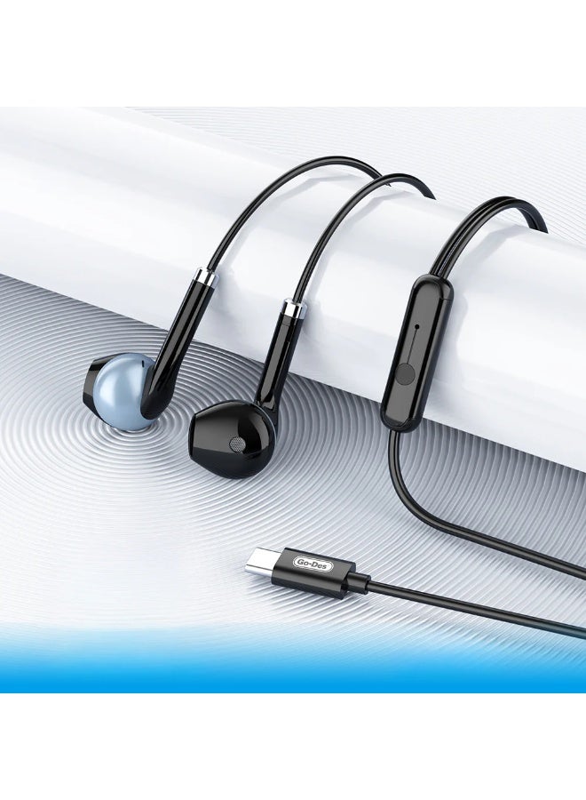 جو-ديز سماعة راس داخل الاذن من النوع سي صوت عالي الجودة متوافقة هواتف سامسونج و أوبو و شاومي و هواوي وايفون 15 بروماكس-اسود - Image 2